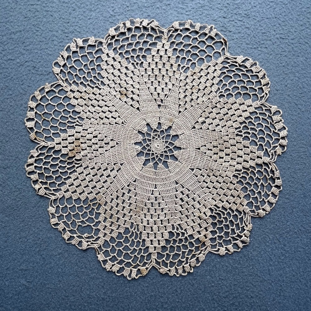 Handcrafted Crochet Lace Round Doily Cotton 13.5 Inch Vintage Cottagecore Decor